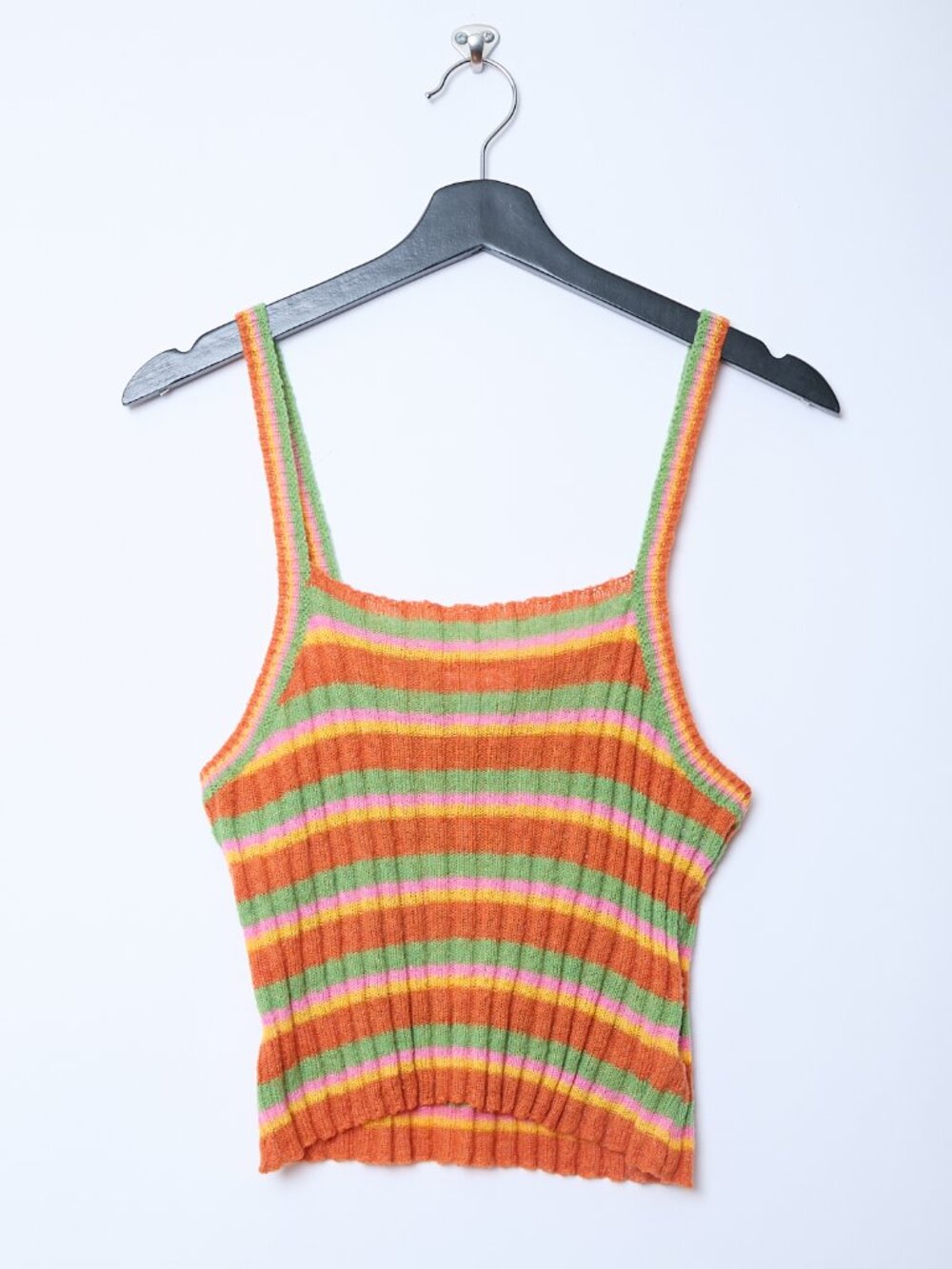 Lisa Says Gah Lucinda Lightweight Ribbed Tank Top Sherbet Stripe M/L Colorful